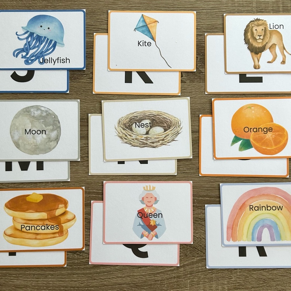 Handmade Colorful Montessori Alphabet Memory Match Flash Card for Kids Education - Picture 2 of 4